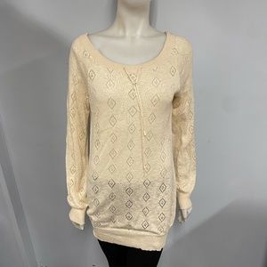 James Perse Linen Blend Boat Neck Semi-Sheer Tunic Shirt Sweater size 3 Large L